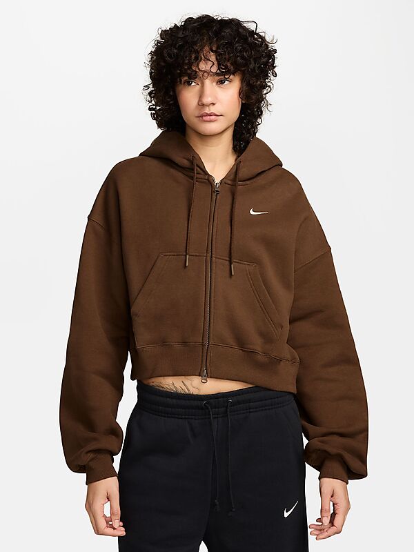 NIKE Women's Oversized Full-zip Cropped Hoodie Studio Fleece Medium Weight på