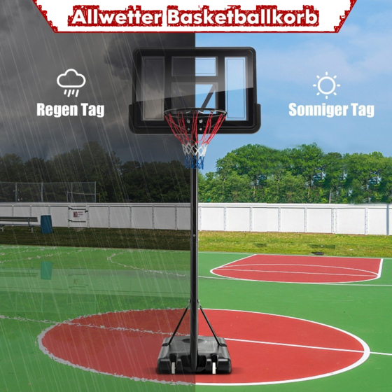 B2X 130 Cm - 305 Cm Height-adjustable Basketball Hoop With Stand 2 Wheels Basket Stand Black på