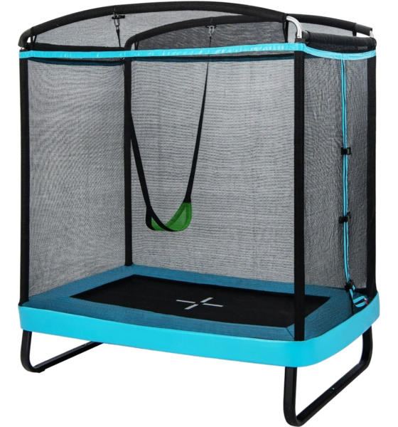 B2X 2 In 1 Children's Trampoline With Swing Safety Net Edge Cover Blue + Black på