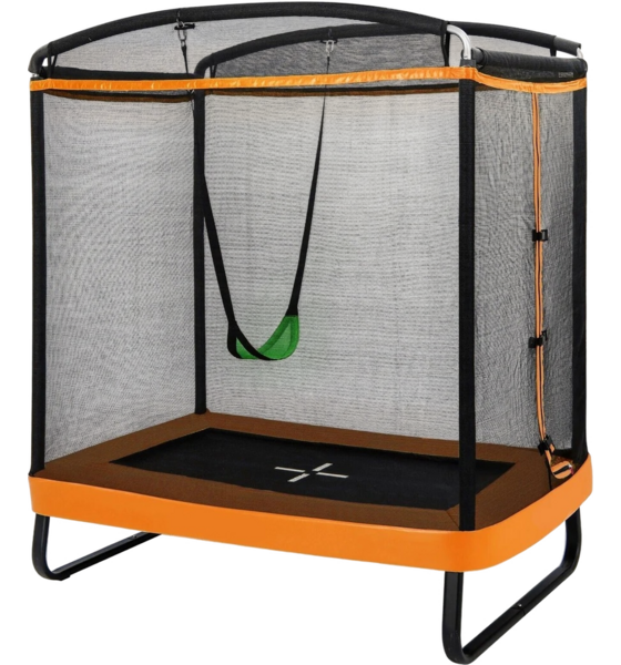 B2X 2 In 1 Children's Trampoline With Swing Safety Net Edge Cover Orange på