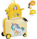 B2X 2-piece Children's Suitcase + Backpack 47 Cm Long Ride-on Suitcase And 30 Cm Wide Backpack Yellow Un på