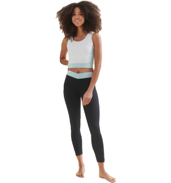 WELLICIOUS 3/4 Crop Top - Diamond White/sea Green på