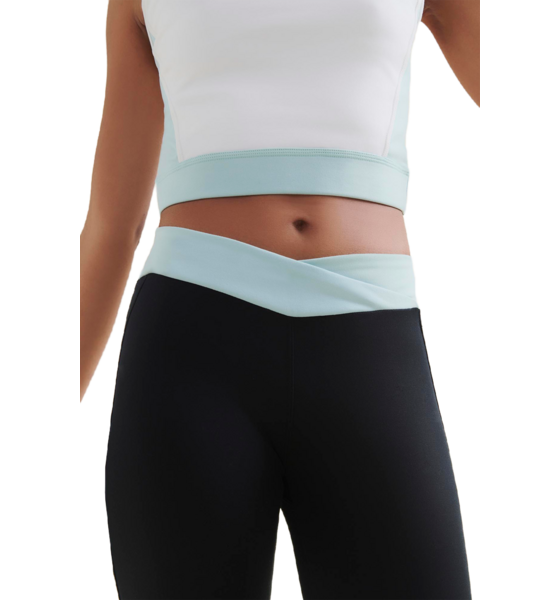 WELLICIOUS 3/4 Crop Top - Diamond White/sea Green på