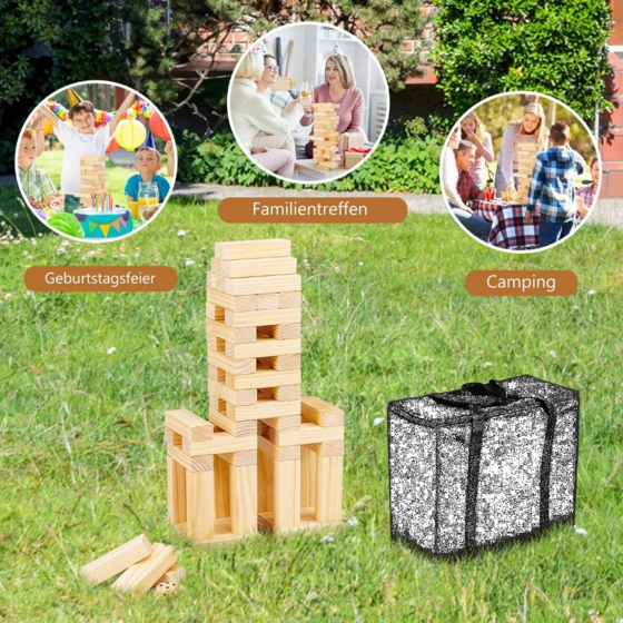 NORTHIX 54 Blocks Made Of Pine Wood Darn Tower Game Building Blocks Game 5 X 3.3 X 15.2 Cm Natural på