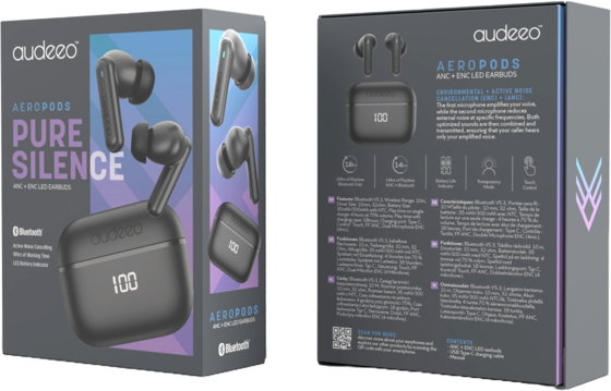 AUDEEO Aeropods Anc + Enc Led Earbuds på