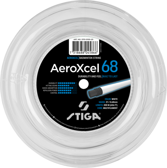 STIGA Badminton String Aeroxcel 68 200m Reel White på