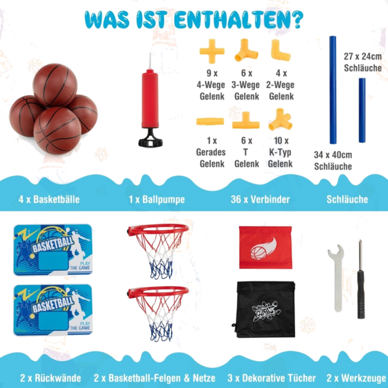 NORTHIX Basketball Arcade Game For Children Basketball Stand With 2 Baskets 90 X 90 X 140 Cm på