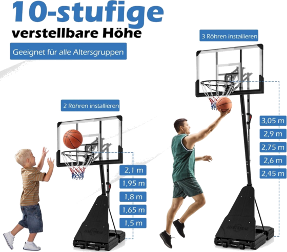 NORTHIX Basketball Stand 150-305 Cm Height-adjustable Basketball Hoop Outdoor With Stand på