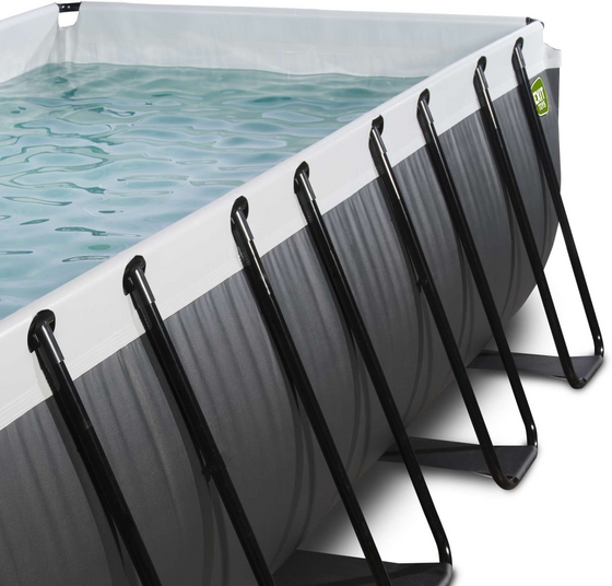 EXIT Black Leather Pool 400x200x100cm Med Sandfilterpump - Svart på