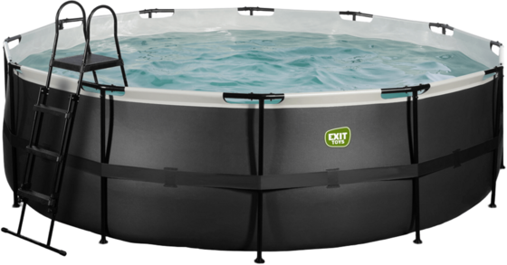 EXIT Black Leather Pool Ø450x122cm Med Filterpump - Svart på