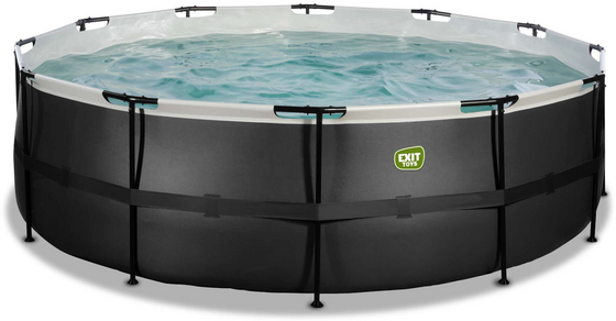 EXIT Black Leather Pool Ø450x122cm Med Sandfilterpump - Svart på