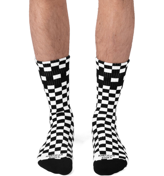 AMERICAN SOCKS Checkerboard B/w - Mid High på