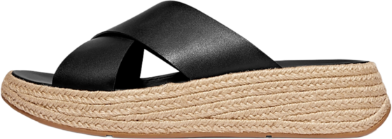FITFLOP F-mode Espadrille Leather Flatform Cross Slides på