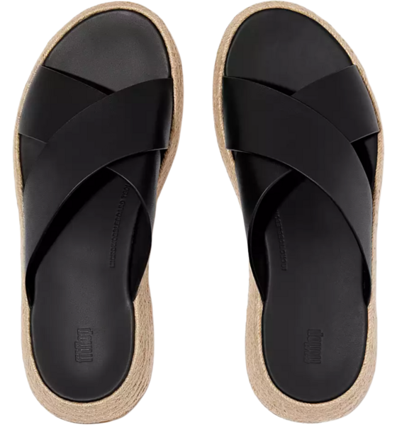 FITFLOP F-mode Espadrille Leather Flatform Cross Slides på