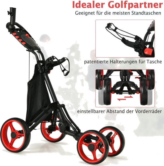 NORTHIX Golf Trolley 4 Wheel Golf Trolley Golf Cart Golf Folding Golf Caddy Golf Push Cart Made Of Aluminum på