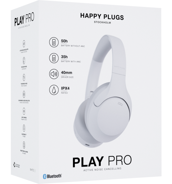 HAPPY PLUGS Happy Plugs Headphone Play Pro Anc Over-ear Wireless White på