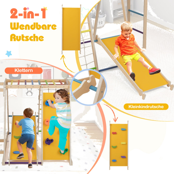 NORTHIX Indoor Jungle Gym Playground With Slide Basketball Hoop på