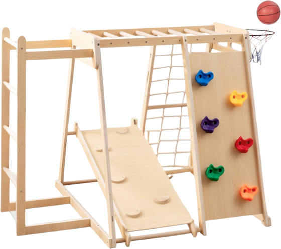 NORTHIX Indoor Jungle Gym Playground With Slide Climbing Wall på