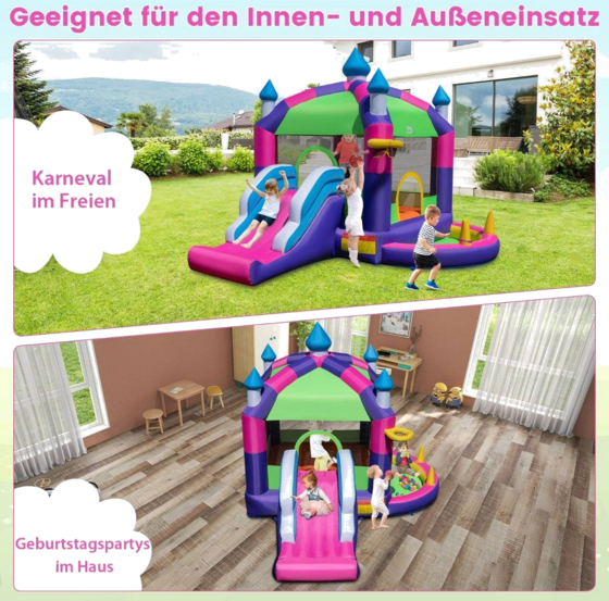 B2X Inflatable Bouncy Castle With Sun Roof Slide Basketball Hoop Ring Toss Game Repair Kit på