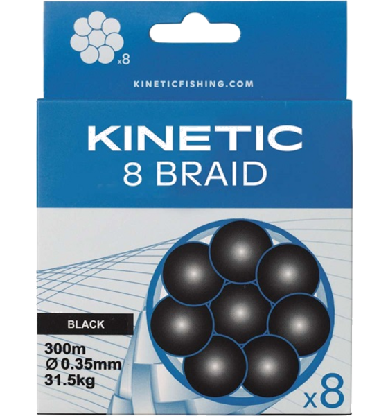 KINETIC Kinetic 8 Braid 300m 0,12mm/9,6kg Black på