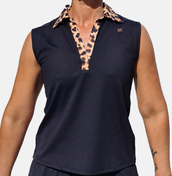SHE DID Leopard V-neck Linne på