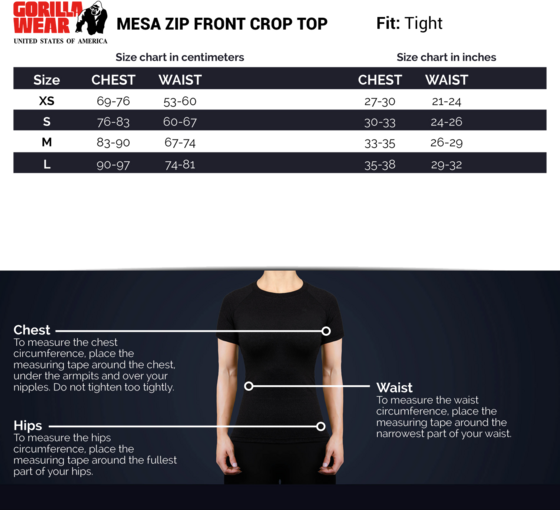 GORILLA WEAR Mesa Zip Front Crop Top på