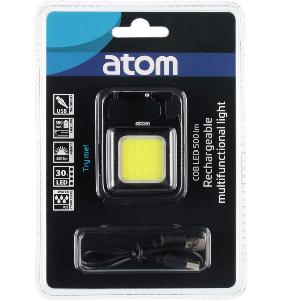 ATOM Multifunktionslampa - Laddbar Cob 30 Led Super 500 Lm på