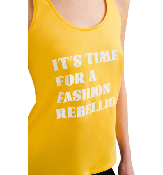 WELLICIOUS Organic Cotton Racer Tank With Print - Sunshine Yellow på