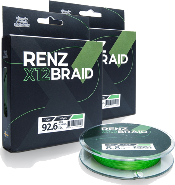 RENZ-STEIN Renz-stein Renz Braid X12 Fluo Green 130m 0,21mm 25kg på
