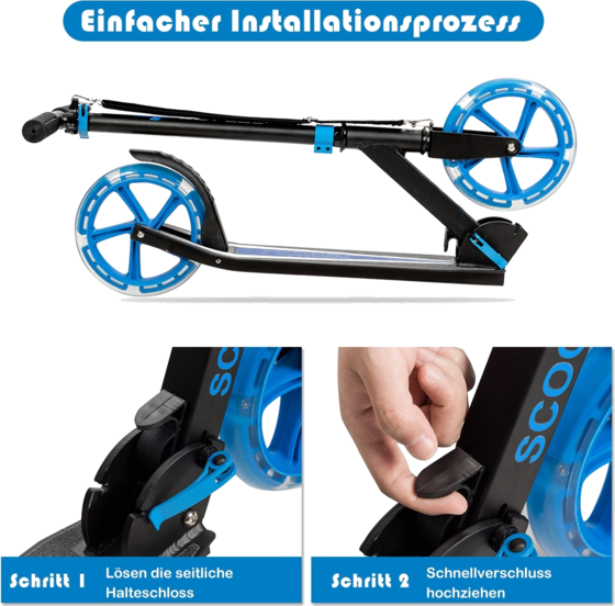 NORTHIX Scooter Foldable Kick Scooter Height Adjustable 100 Kg Load Capacity Kick Scooter With 2 Led Wheels på