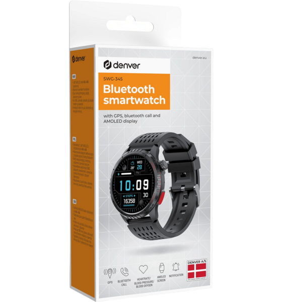 DENVER Smartwatch Gps Amoled Hälsokoll Swg-345b på
