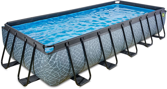 EXIT Stone Pool 540x250x100cm Med Filterpump - Grå på