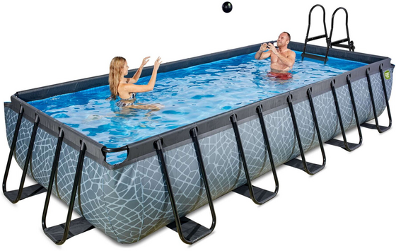 EXIT Stone Pool 540x250x100cm Med Sandfilterpump - Grå på