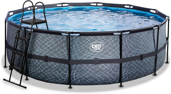 EXIT Stone Pool Ø427x122cm Med Filterpump - Grå på