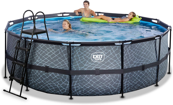 EXIT Stone Pool Ø427x122cm Med Filterpump - Grå på