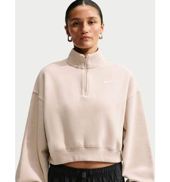 NIKE Women's Oversized 1/4-zip Cropped Top Studio Fleece Medium Weight på