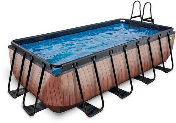 EXIT Wood Pool 400x200x100cm Med Sandfilterpump - Brun på