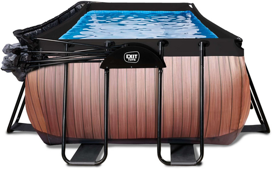 EXIT Wood Pool 400x200x122cm Med Sandfilterpump Och Tak - Brun på