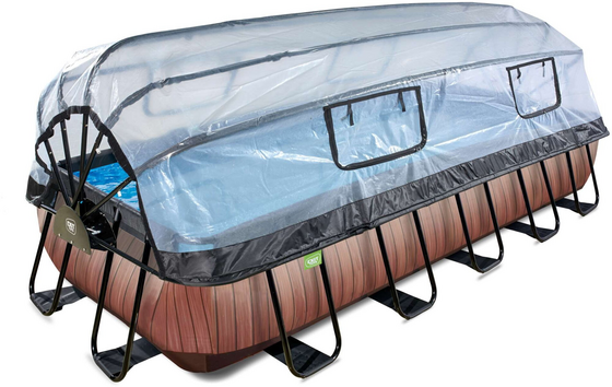 EXIT Wood Pool 540x250x100cm Med Sandfilterpump Och Tak - Brun på