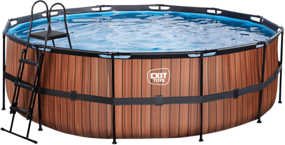 EXIT Wood Pool Ø450x122cm Med Filterpump - Brun på