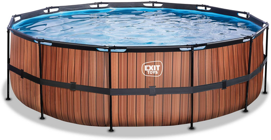 EXIT Wood Pool Ø450x122cm Med Filterpump - Brun på