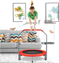 B2X Ø101 Cm Folding Mini Trampoline With Height-adjustable Handle Fitness Trampoline Red på