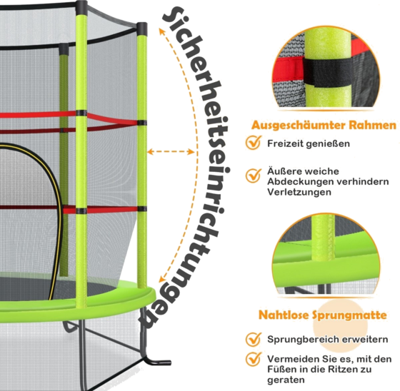 NORTHIX Ø140cm Garden Trampoline With Safety Net Trampoline Can Hold Up To 135kg For Children Aged 3 And Ove på