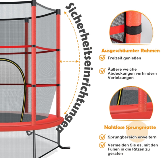NORTHIX Ø140cm Garden Trampoline With Safety Net Trampoline Can Hold Up To 135kg For Children Aged 3 And Ove på