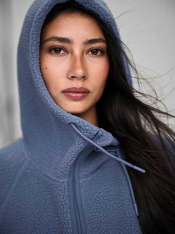 EVEREST Pile Long Hood, lång fleecetröja, dam på
