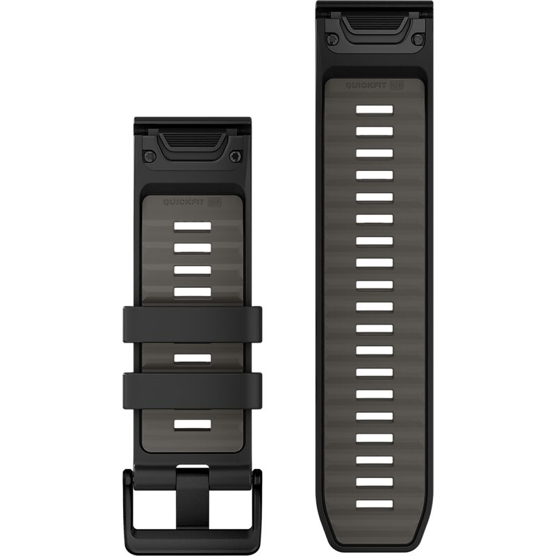 GARMIN Acc, Fenix 8, 26mm, Qf Blk/pebble Gry Silicone Band på