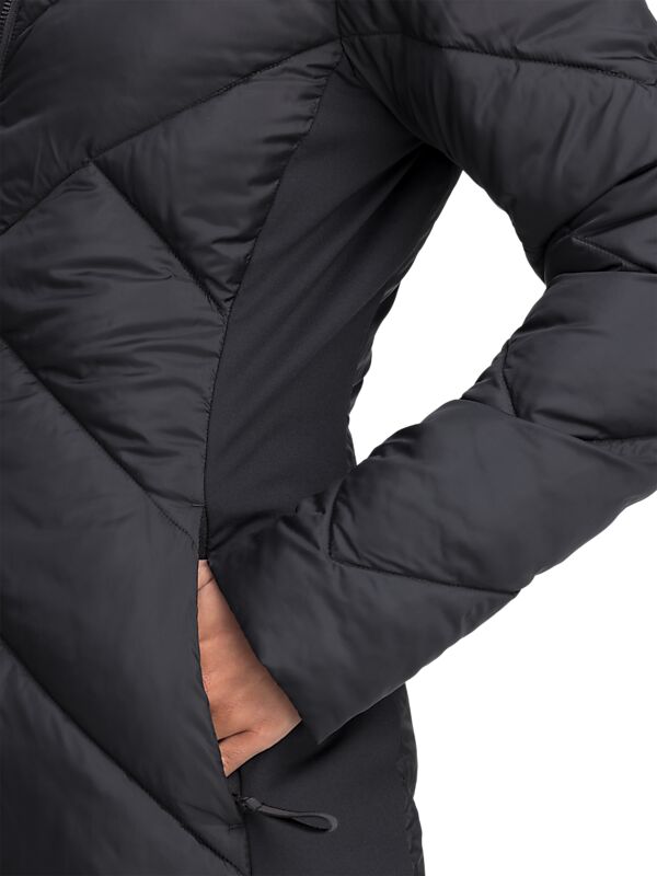 SOC Run Warm Long Jacket, lång vadderad löparjacka, dam på